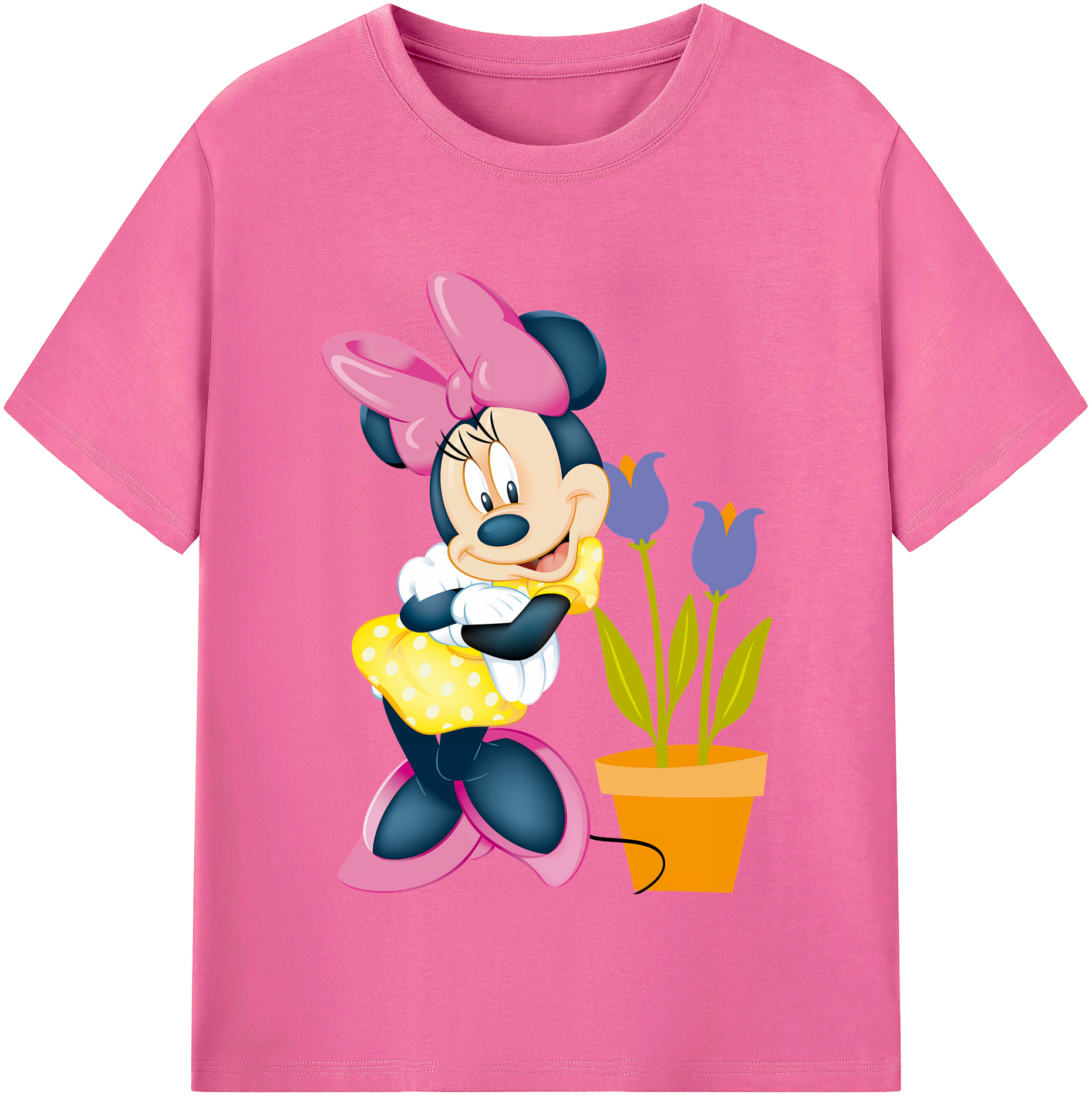 （画像用） ミッキーマウス Mickey Mouse レディースカジュアルプリントTシャツ（綿100％）